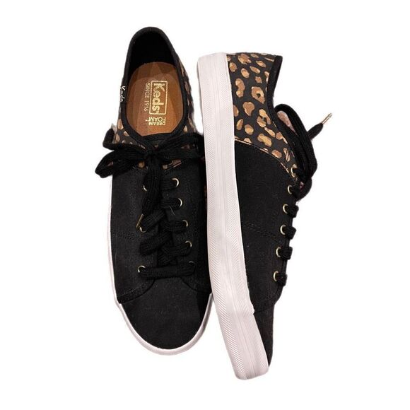 KEDS Kickstart 50/50 Black & Tan Leopard Sneaker - Picture 1 of 3